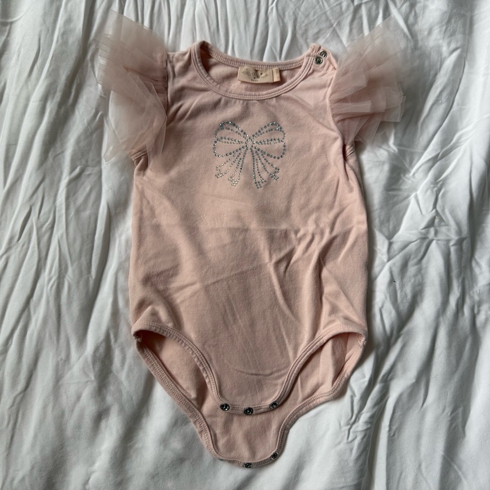 Tutu Du Monde Pink Ruffle Sleeve Bodysuit